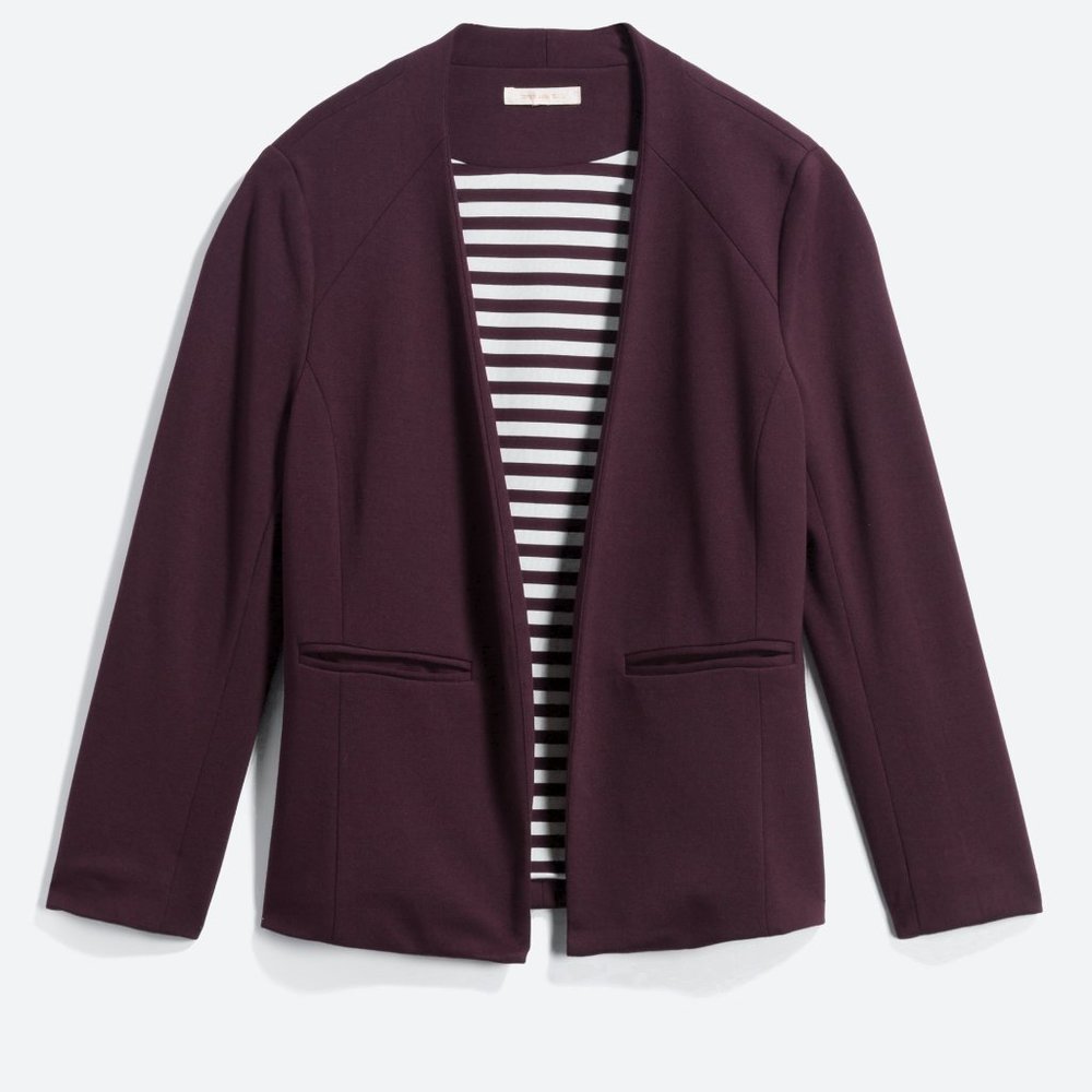 Skies are Blue Collarless Blazer Plum - M